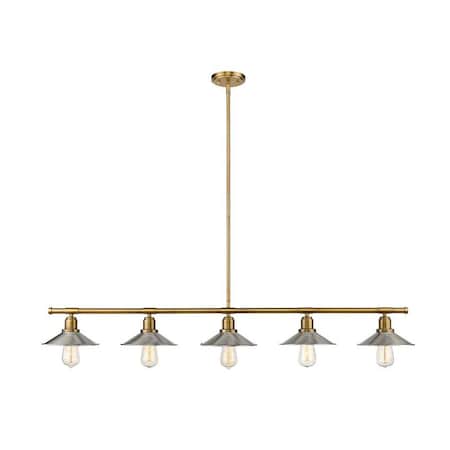 Z-Lite Casa 5 Light Island/Billiard, Factory Brass & Brushed Nickel 613-5L-FB+BN